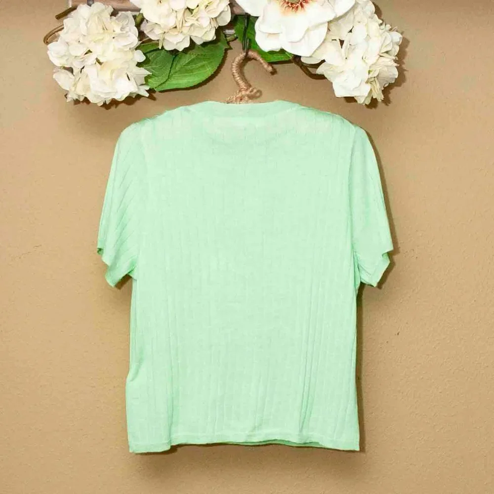 NWT J. Crew Silk and Cashmere Cropped T-Shirt in Frosty Green size L